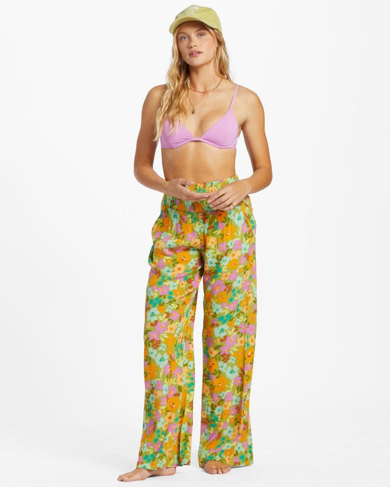 Palm Green Women's Billabong New Waves 2 Wide-Leg Pants | 056821XUG