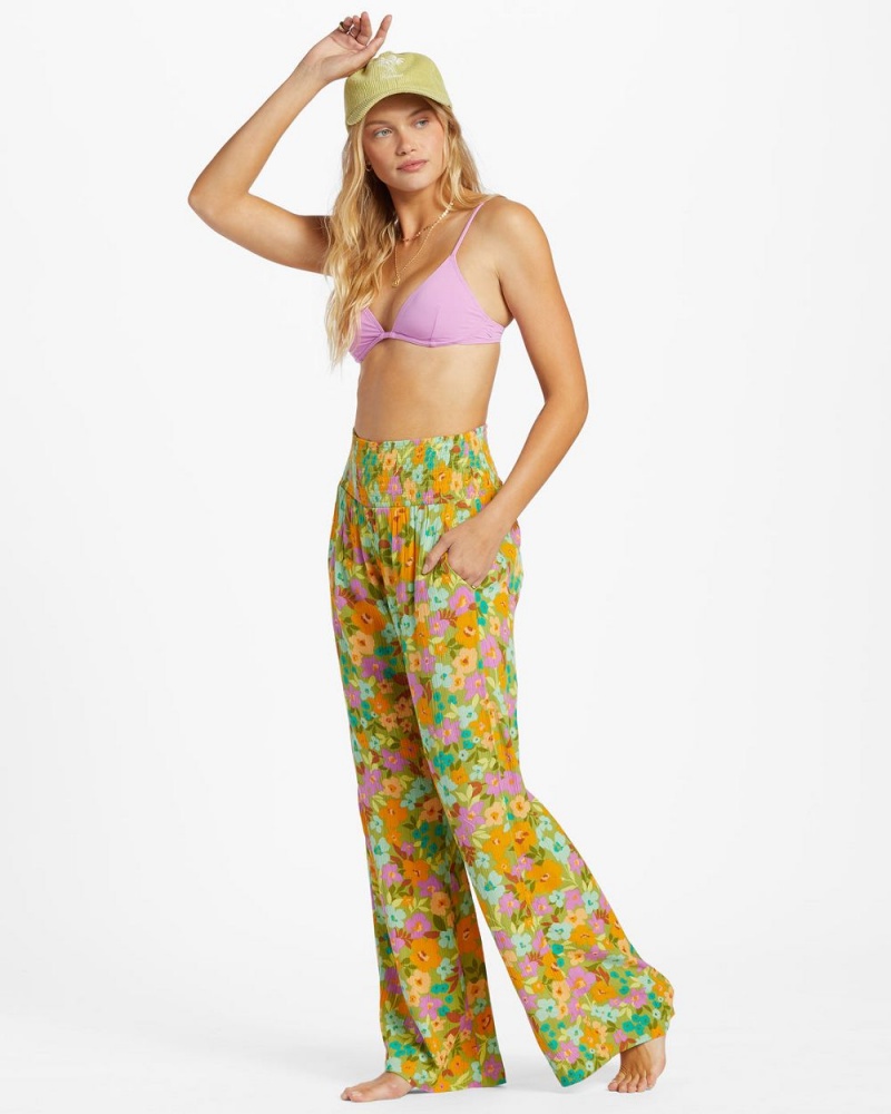 Palm Green Women's Billabong New Waves 2 Wide-Leg Pants | 056821XUG