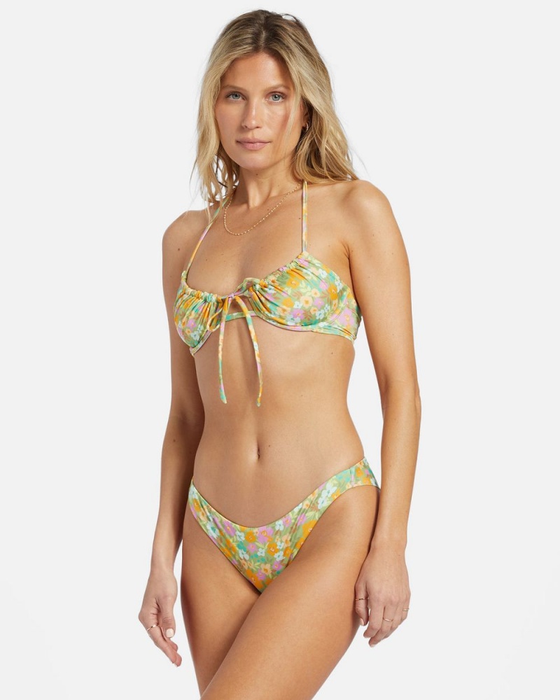 Palm Green Women's Billabong On The Bright Side Tanga Bikini Bottoms | 325468HKS