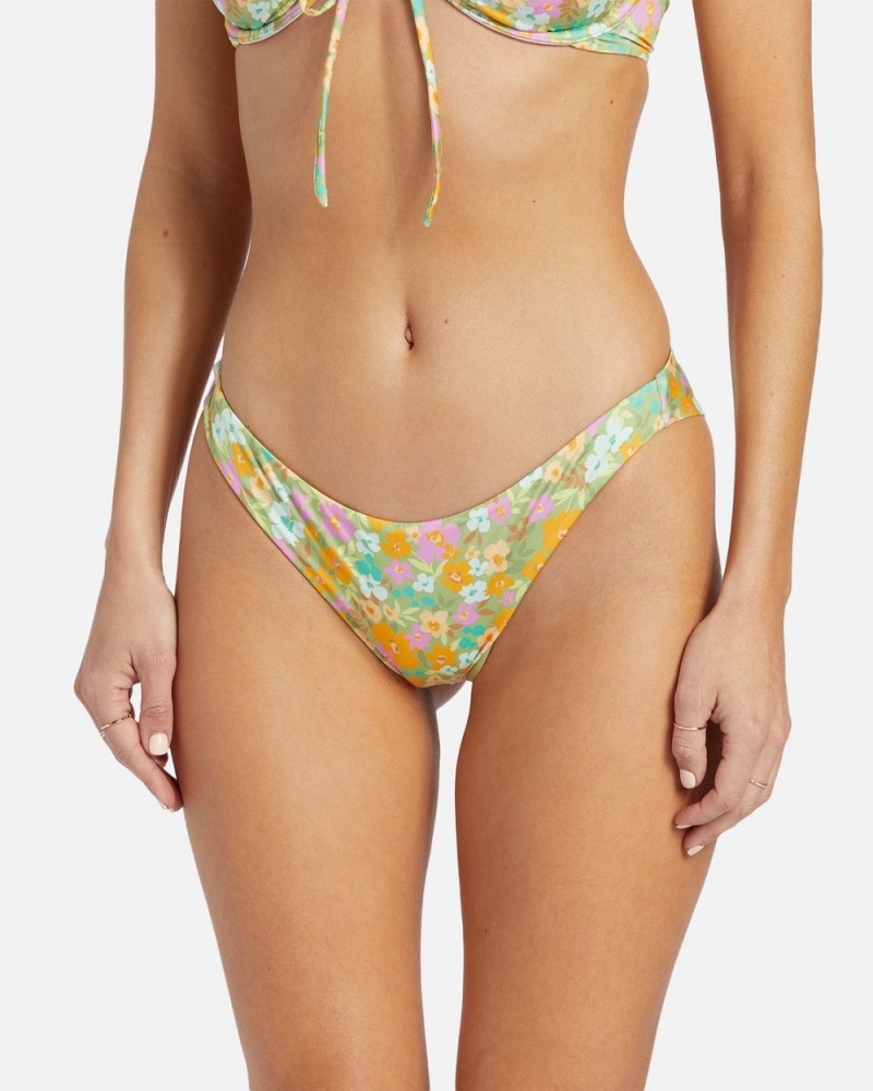 Palm Green Women's Billabong On The Bright Side Tanga Bikini Bottoms | 325468HKS