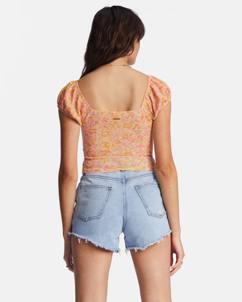 Peach Punch Women's Billabong Pretty Sweet Crop Top | 560982JWK