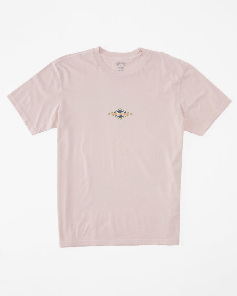 Pink Haze Men's Billabong Diamond Wave Og Short Sleeve Wave Washed T-Shirt | 620914FLS