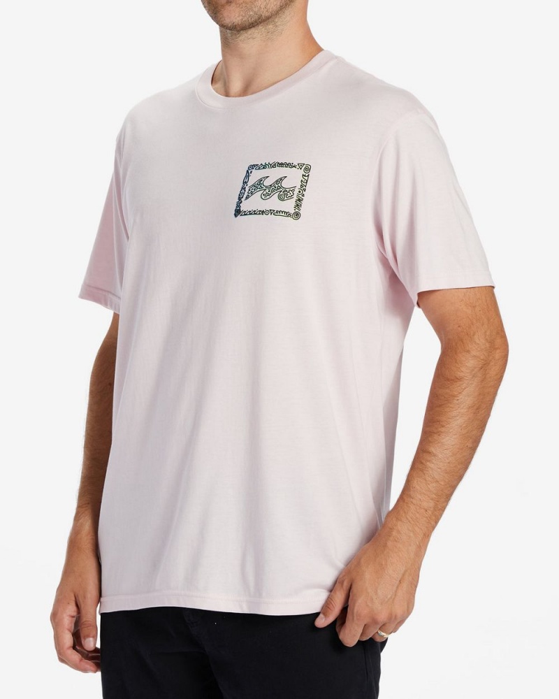 Pink Men's Billabong Crayon Wave T-Shirt | 425931OHQ