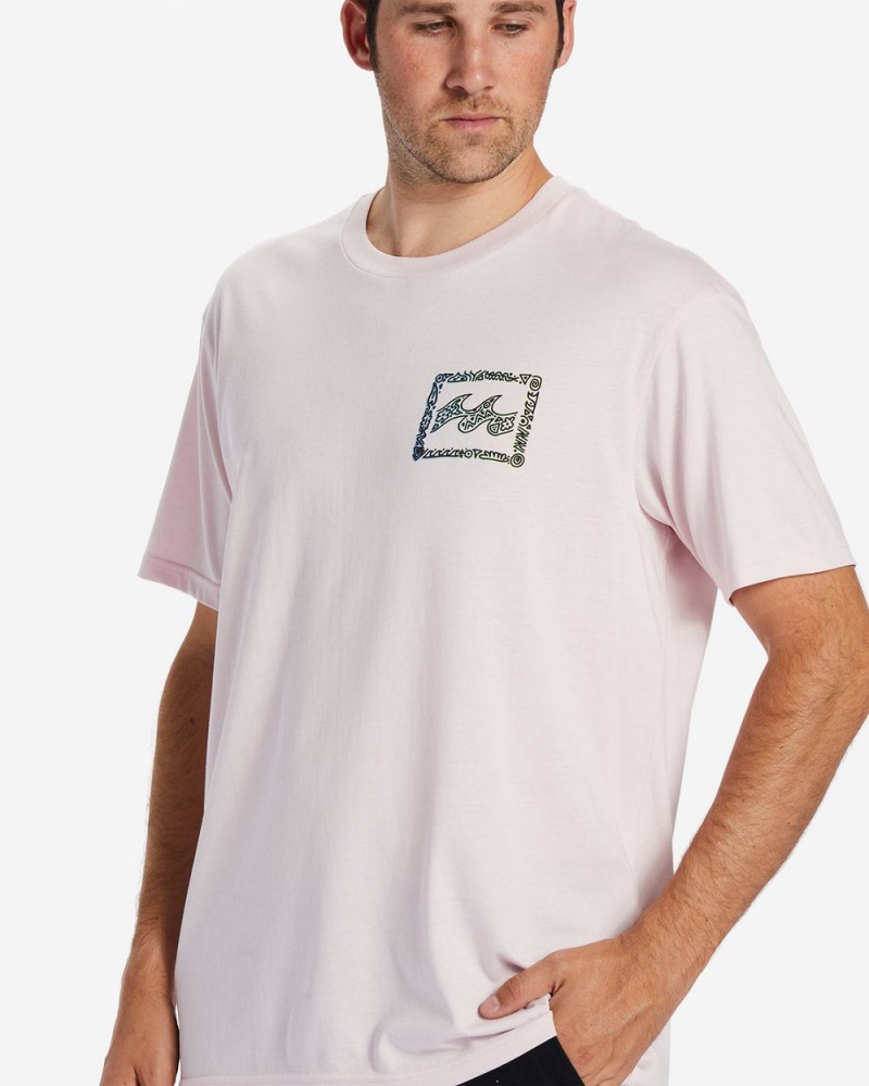 Pink Men's Billabong Crayon Wave T-Shirt | 425931OHQ