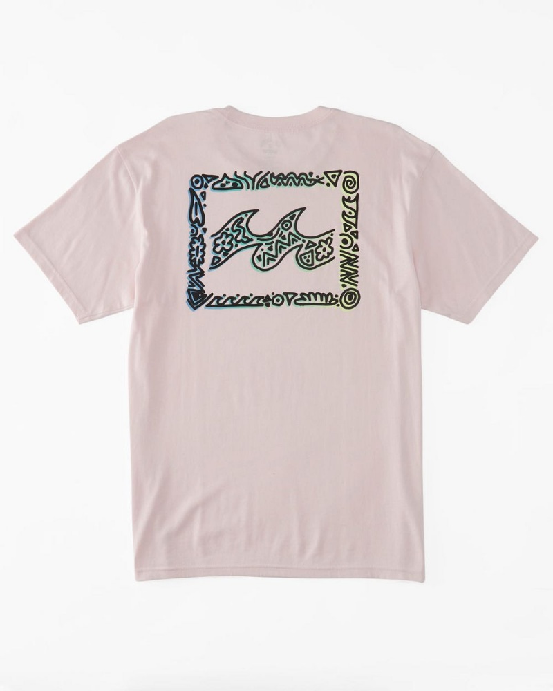 Pink Men's Billabong Crayon Wave T-Shirt | 425931OHQ