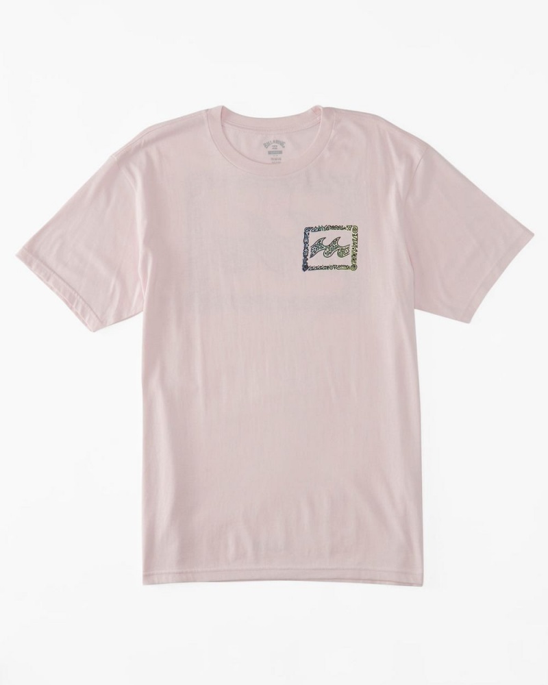 Pink Men's Billabong Crayon Wave T-Shirt | 425931OHQ