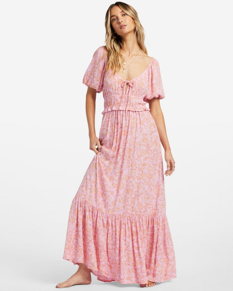 Pink Trails Women's Billabong Sweet On You Maxi Dress | 618094USL