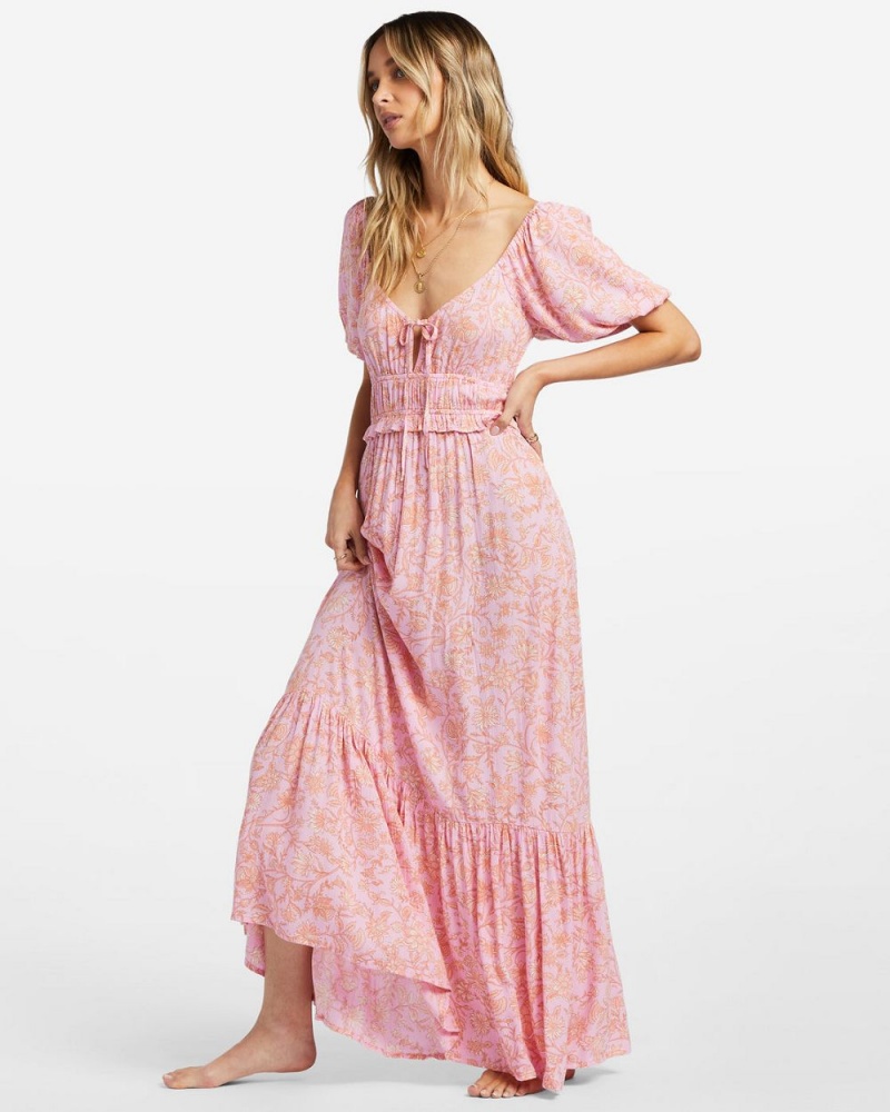 Pink Trails Women's Billabong Sweet On You Maxi Dress | 618094USL