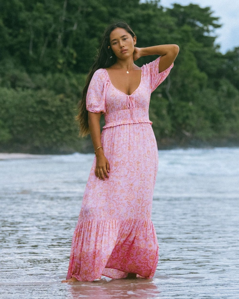 Pink Trails Women\'s Billabong Sweet On You Maxi Dress | 618094USL