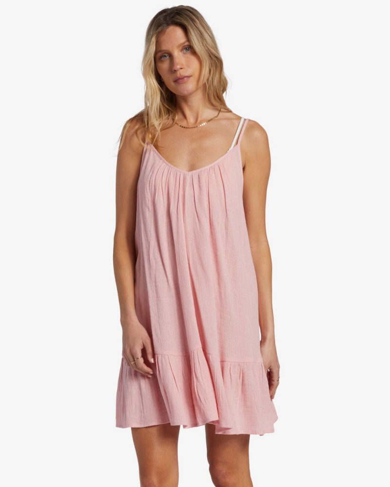 Pink Women's Billabong Beach Vibes Beach Cover-Up Dress | 753284KNZ