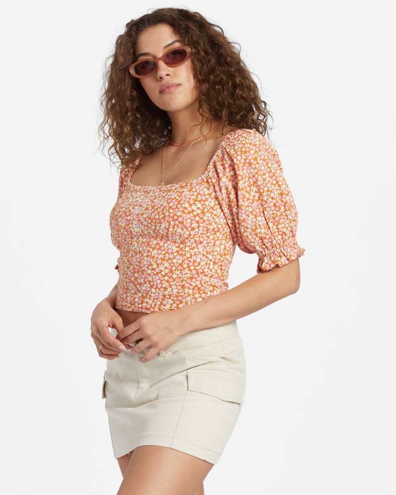 Pink Women's Billabong Flora Top | 356720XCO