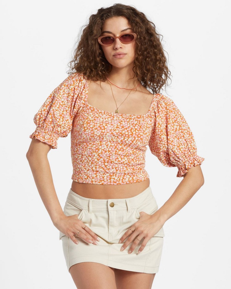 Pink Women\'s Billabong Flora Top | 356720XCO