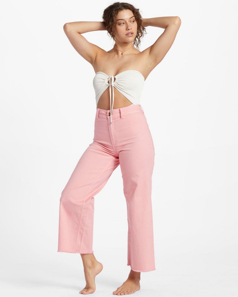 Pink Women's Billabong Free Fall High-Waist Pants | 701329RPA