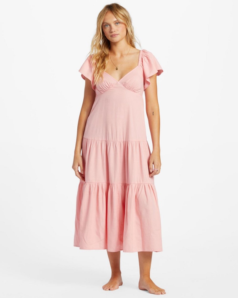 Pink Women's Billabong Last Light Dress | 917368MTF