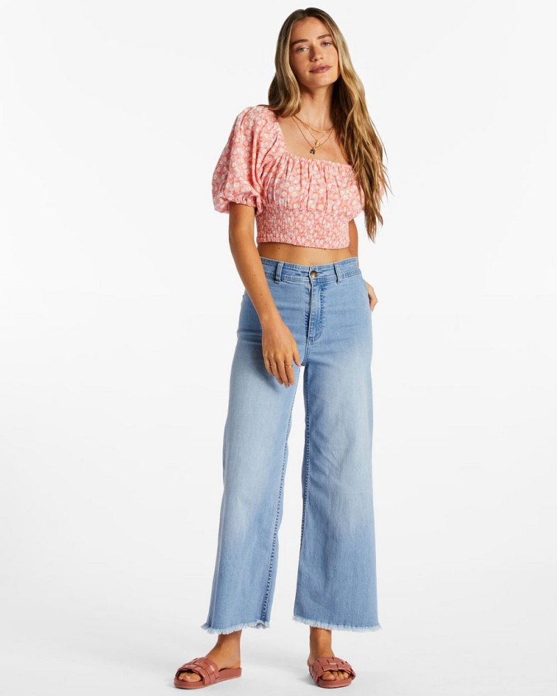 Pink Women's Billabong Only You Crop Top | 453026OKQ