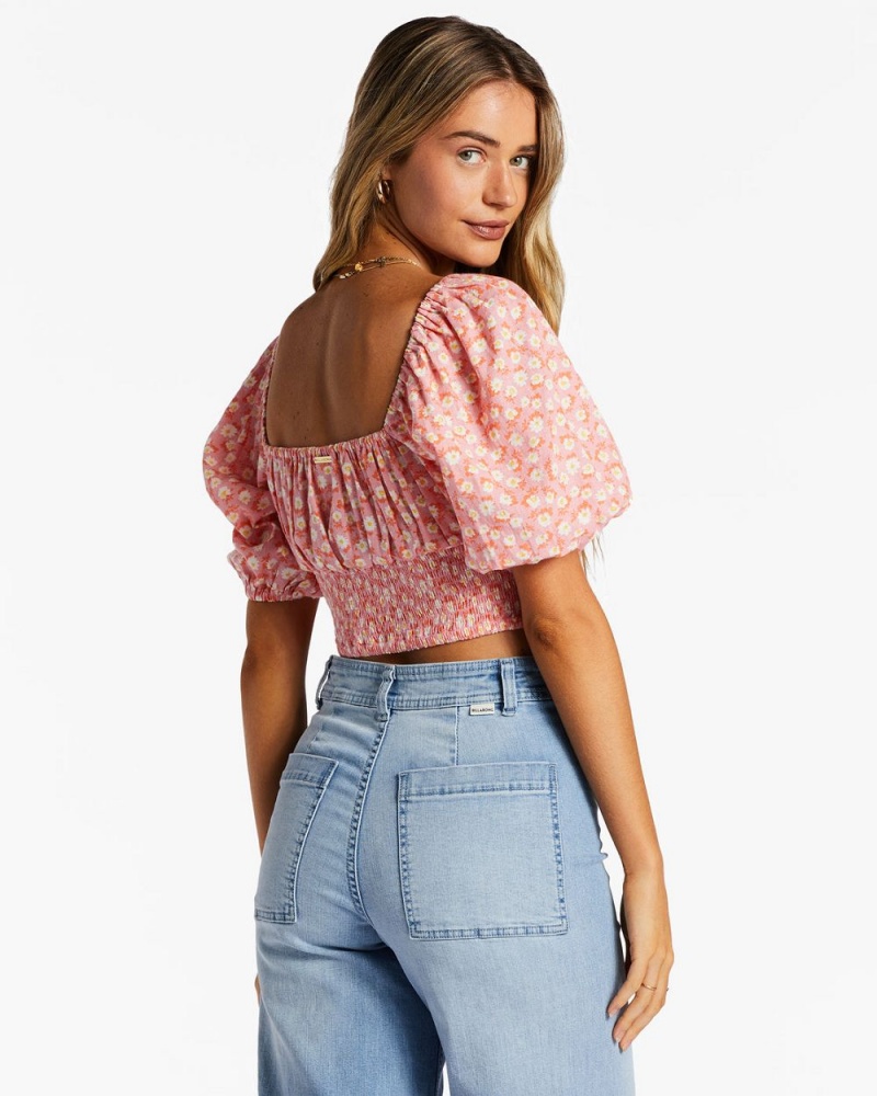 Pink Women's Billabong Only You Crop Top | 453026OKQ