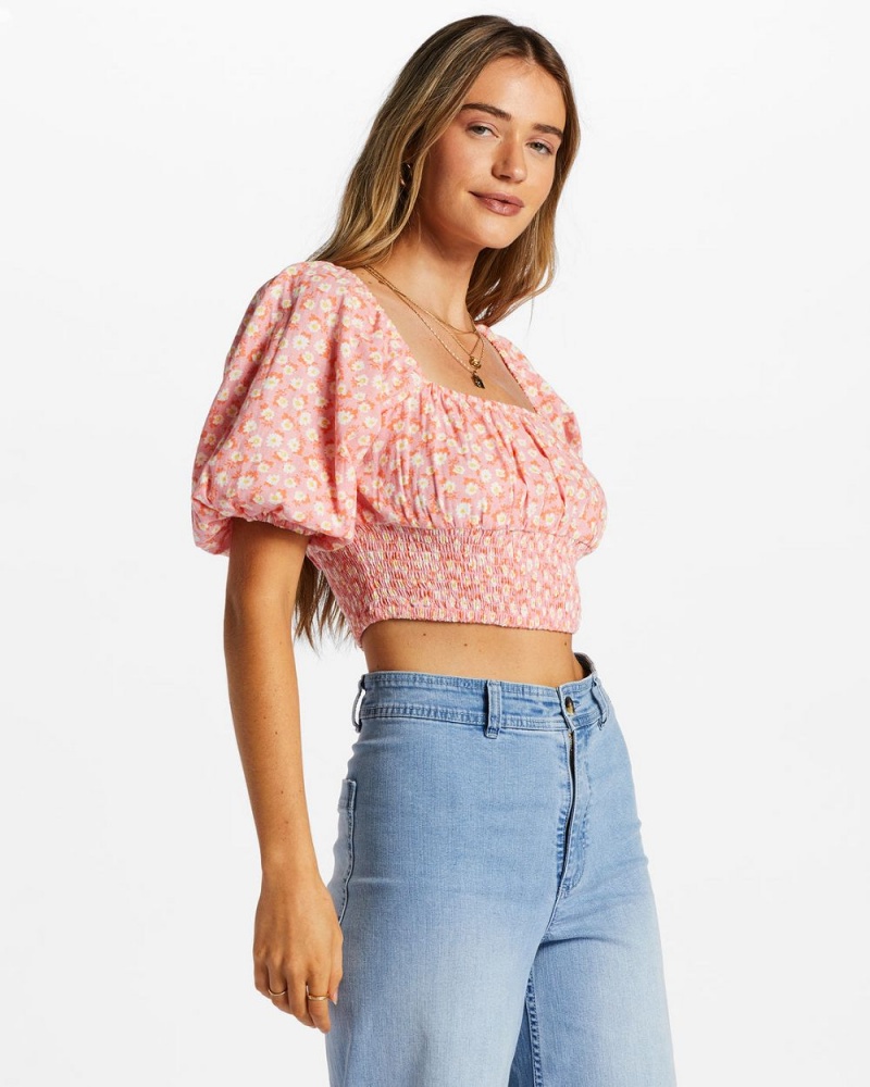 Pink Women's Billabong Only You Crop Top | 453026OKQ