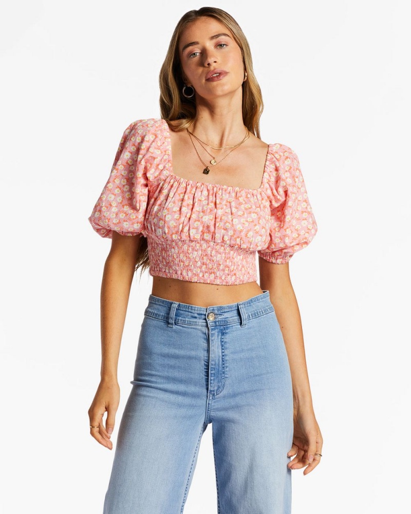 Pink Women\'s Billabong Only You Crop Top | 453026OKQ