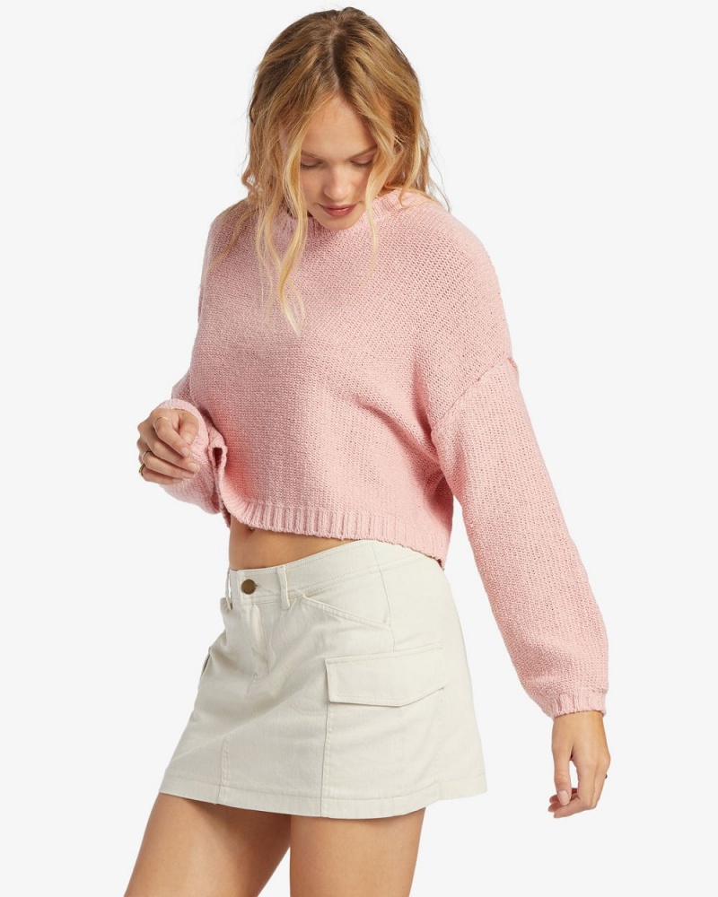 Pink Women's Billabong Shades Crew Neck Sweater | 601479JEA