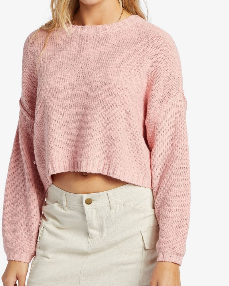 Pink Women's Billabong Shades Crew Neck Sweater | 601479JEA