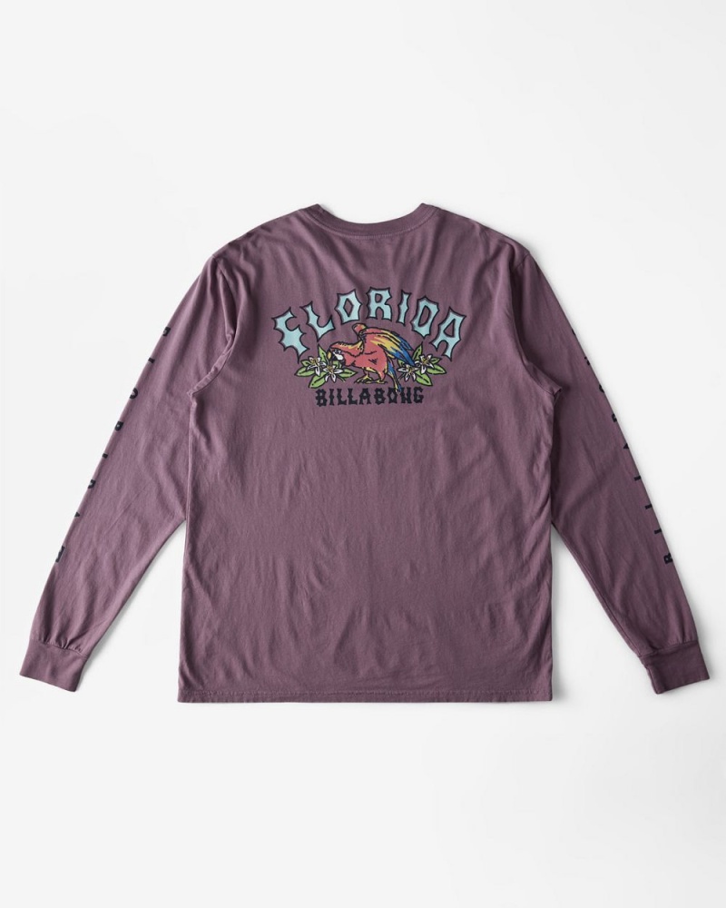 Plum Men's Billabong Arch Florida Long Sleeve T-Shirt | 810769NOU