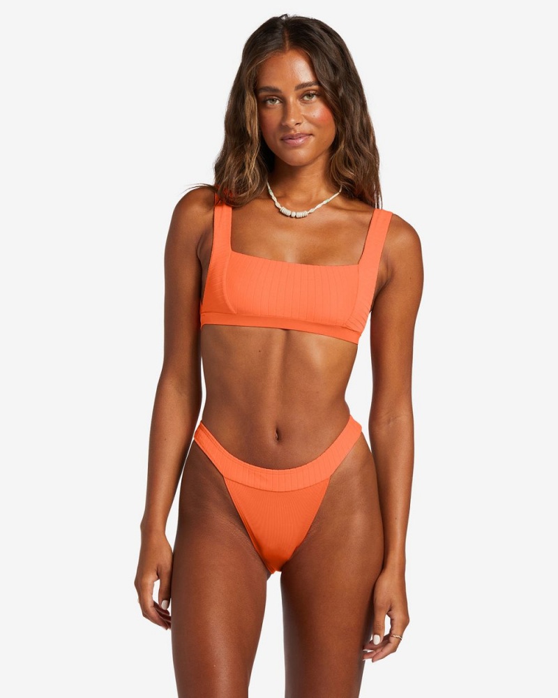 Poppin Peach Women's Billabong Lined Up Banded Hike Bikini Bottoms | 795316SUI