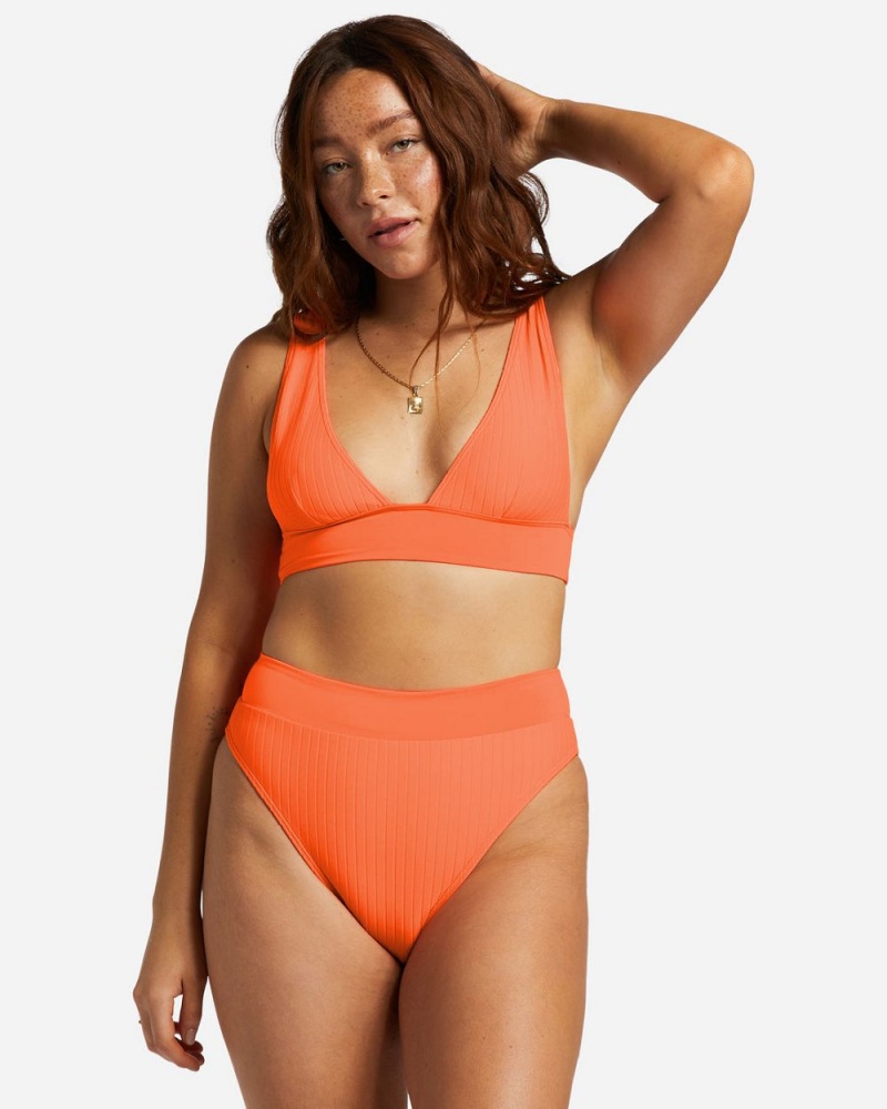 Poppin Peach Women's Billabong Lined Up Rise Bikini Bottoms | 265748DRM