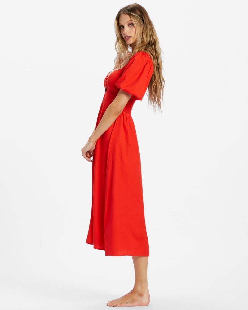 Rad Red Women's Billabong Lovers Lane Dress | 204987JHM