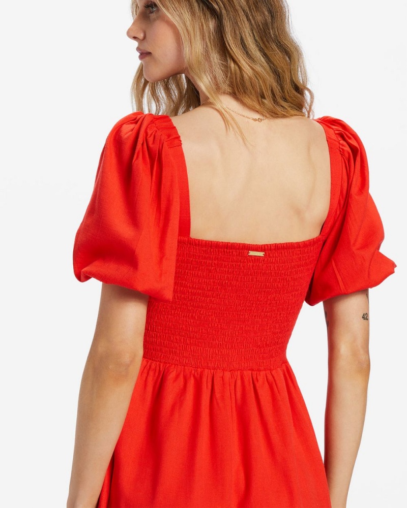 Rad Red Women's Billabong Lovers Lane Dress | 204987JHM