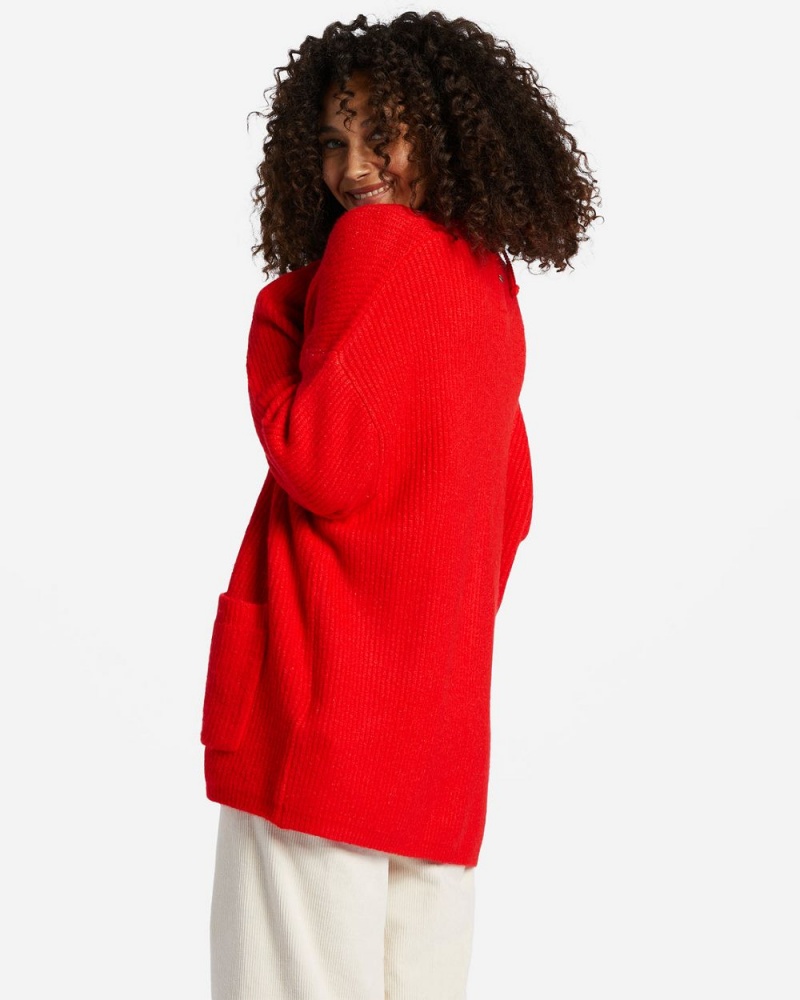 Rad Red Women's Billabong So Chill Cardigan Sweater | 478215SGM