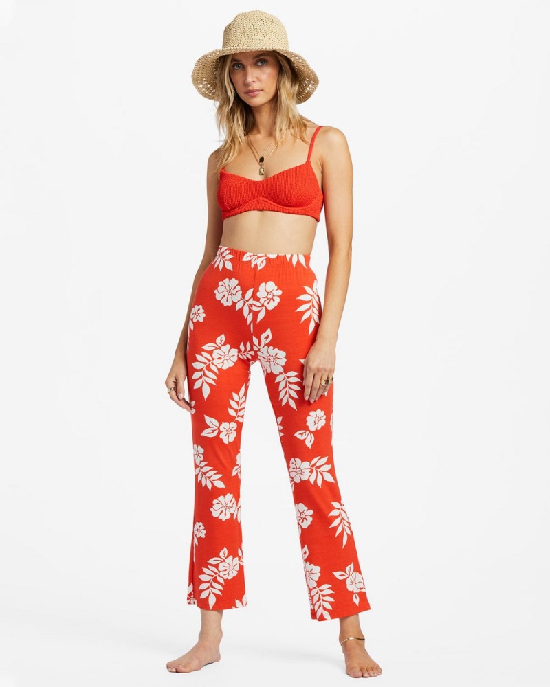 Red Aloha Women's Billabong Going High Stretchy Knit Flared Pants | 923805XAJ