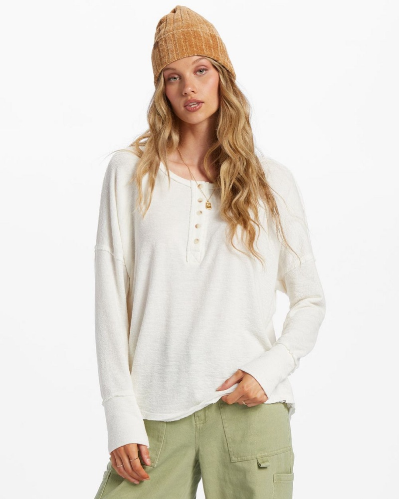 Salt Crystal Women's Billabong New Anyday Henley Top | 769820MFL