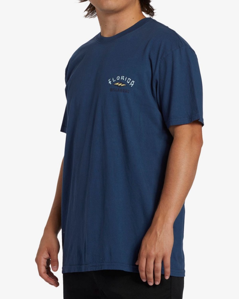 Slate Blue Men's Billabong Arch Florida Short Sleeve T-Shirt | 183065STJ