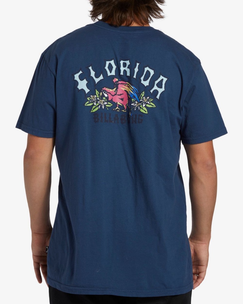 Slate Blue Men's Billabong Arch Florida Short Sleeve T-Shirt | 183065STJ