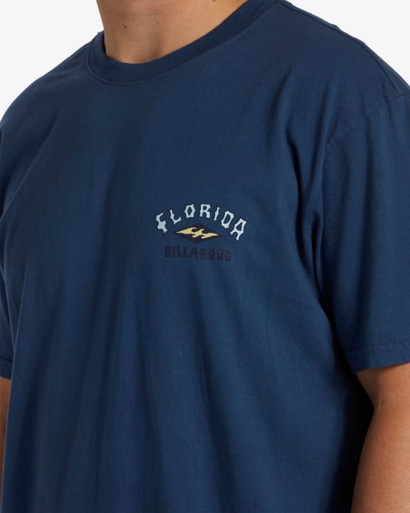 Slate Blue Men's Billabong Arch Florida Short Sleeve T-Shirt | 183065STJ