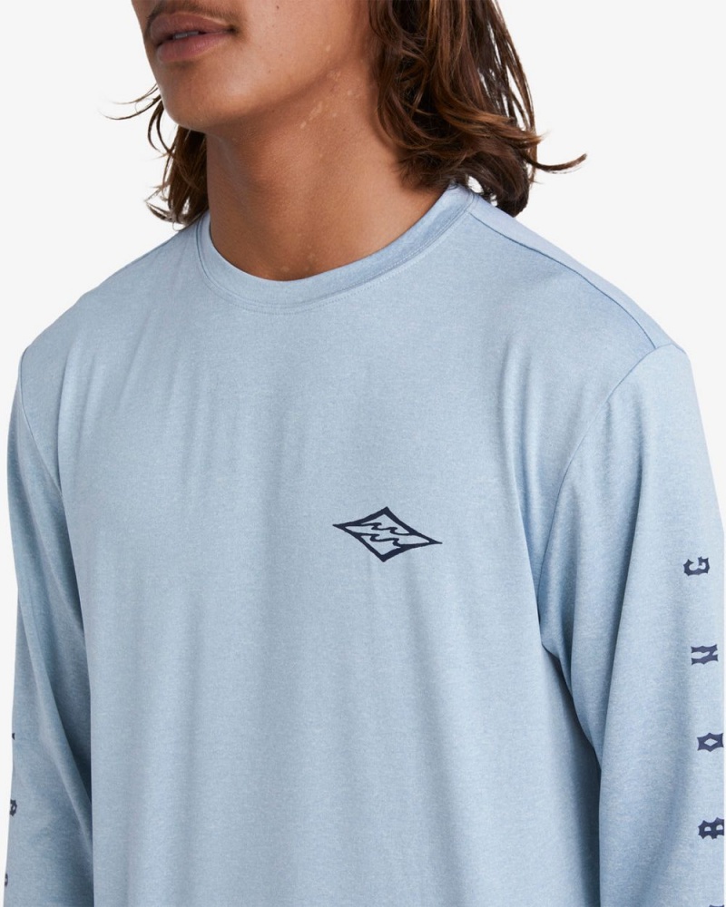 Smoke Blue Heather Men's Billabong Unity Loose Fit Long Sleeve Surf T-Shirt | 793165RWM