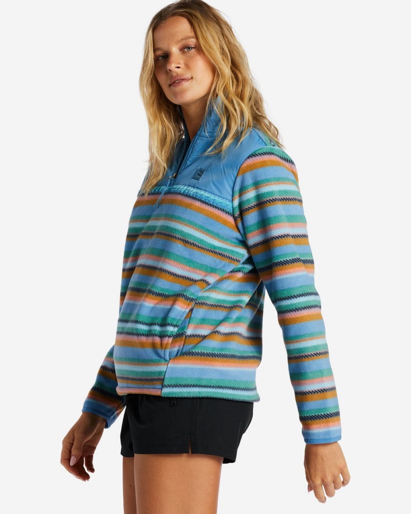 Stormy Blue Women's Billabong Boundary Lite Mock Neck Sweatshirt | 647320VMQ