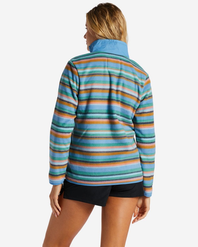 Stormy Blue Women's Billabong Boundary Lite Mock Neck Sweatshirt | 647320VMQ