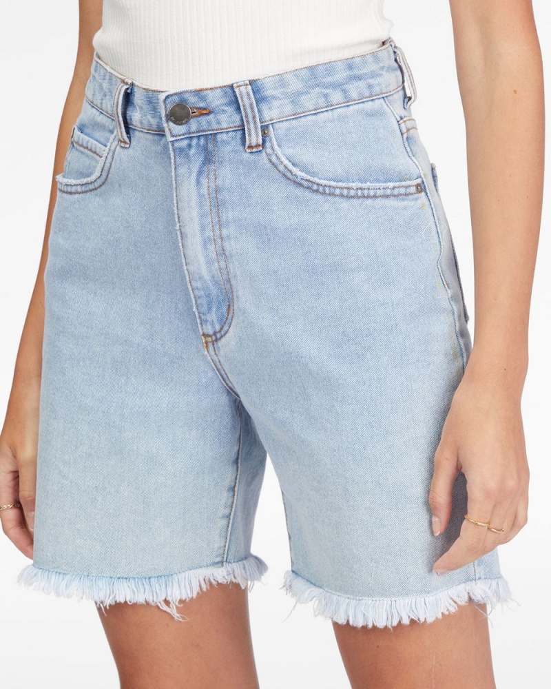 Sweet Blue 1 Women's Billabong Long Time Denim Shorts | 956148CLY