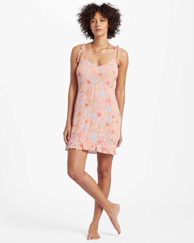 Sweet Peach Women's Billabong Heart Breaker Strappy Dress | 659871WPN