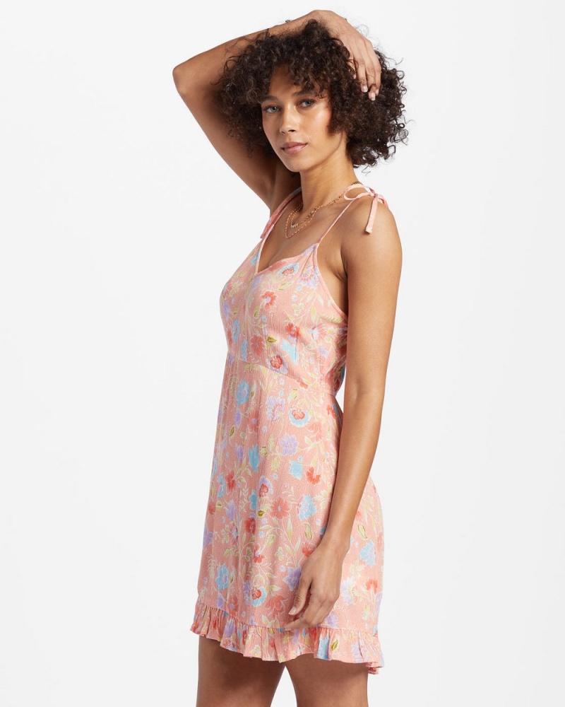 Sweet Peach Women's Billabong Heart Breaker Strappy Dress | 659871WPN