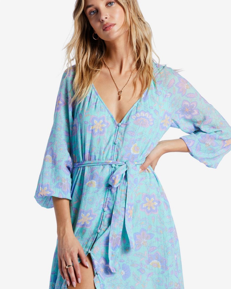 Tropical Blue Women's Billabong Daring Heart Maxi Dress | 231605LTV