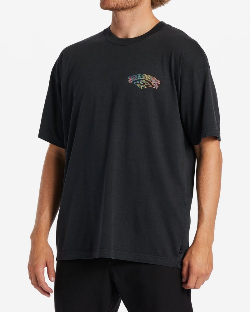 Washed Black Men's Billabong Arch Wave T-Shirt | 360581UXI