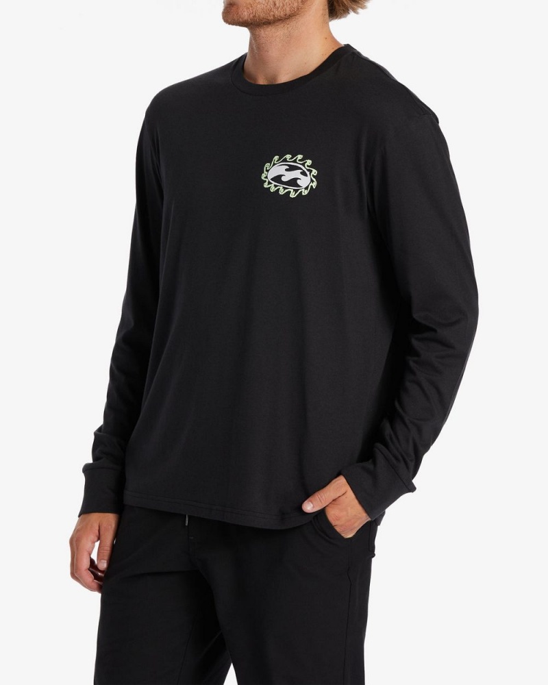 Washed Black Men's Billabong Crayon Wave Long Sleeve T-Shirt | 283460RAV