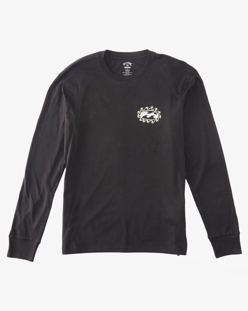 Washed Black Men's Billabong Crayon Wave Long Sleeve T-Shirt | 283460RAV