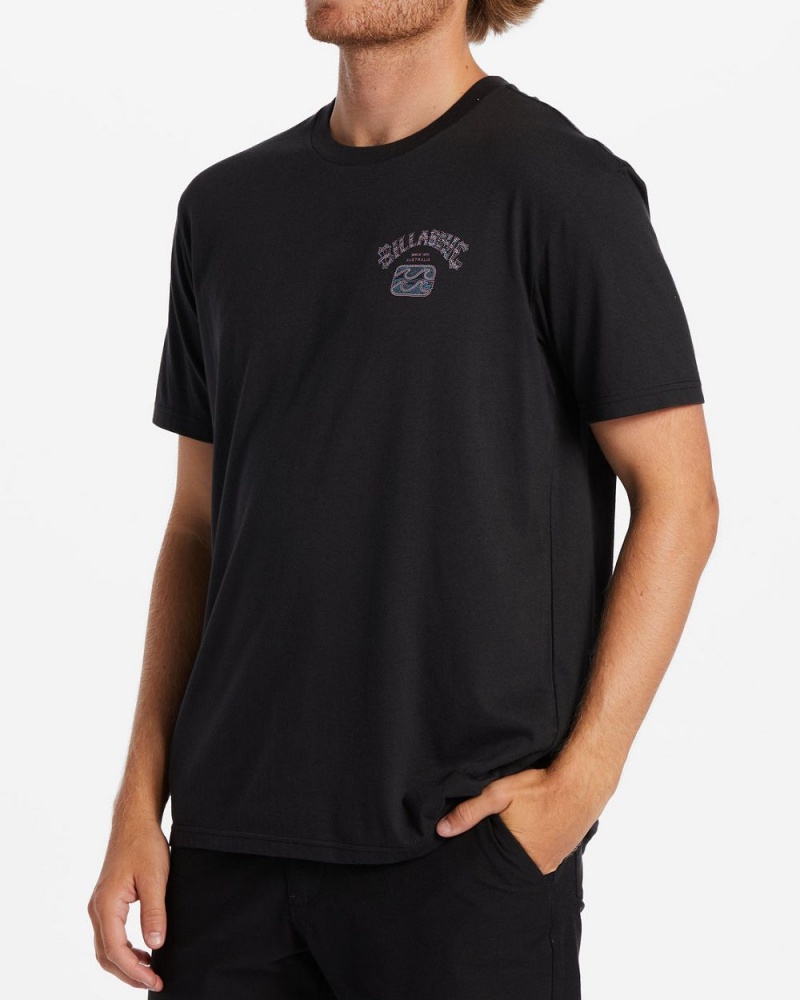 Washed Black Men's Billabong Theme Arch T-Shirt | 415623NHW