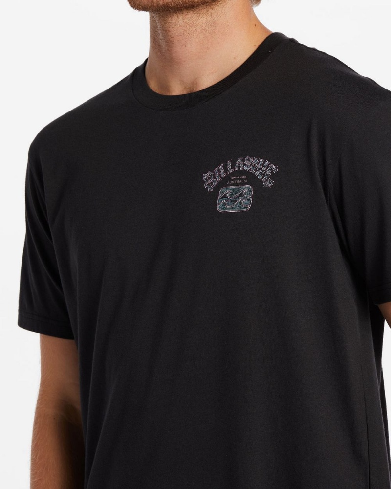 Washed Black Men's Billabong Theme Arch T-Shirt | 415623NHW