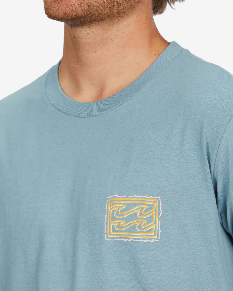 Washed Blue Men's Billabong Crayon Wave Long Sleeve T-Shirt | 972651QZB