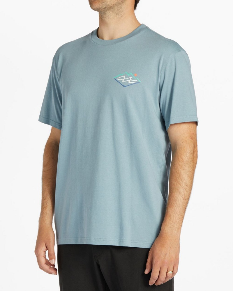 Washed Blue Men's Billabong Summit Short Sleeve T-Shirt | 731428SBD