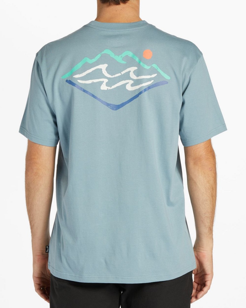 Washed Blue Men's Billabong Summit Short Sleeve T-Shirt | 731428SBD